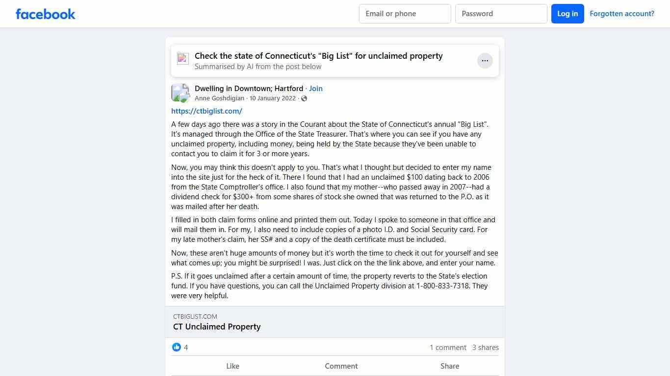 Dwelling in Downtown; Hartford https://ctbiglist.com/ Facebook